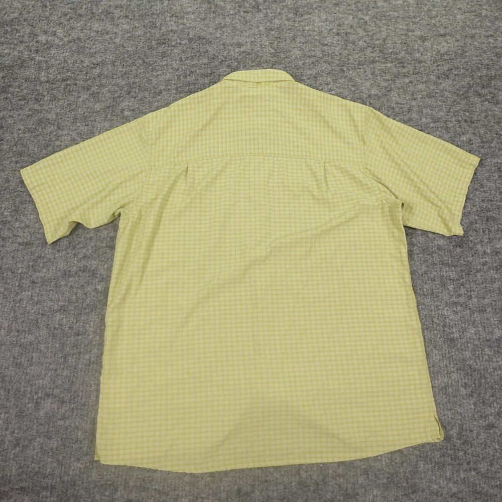 Simms Fishing Shirt Mens XL Green Plaid Nylon Blend‎ Short Sleeve Button Up